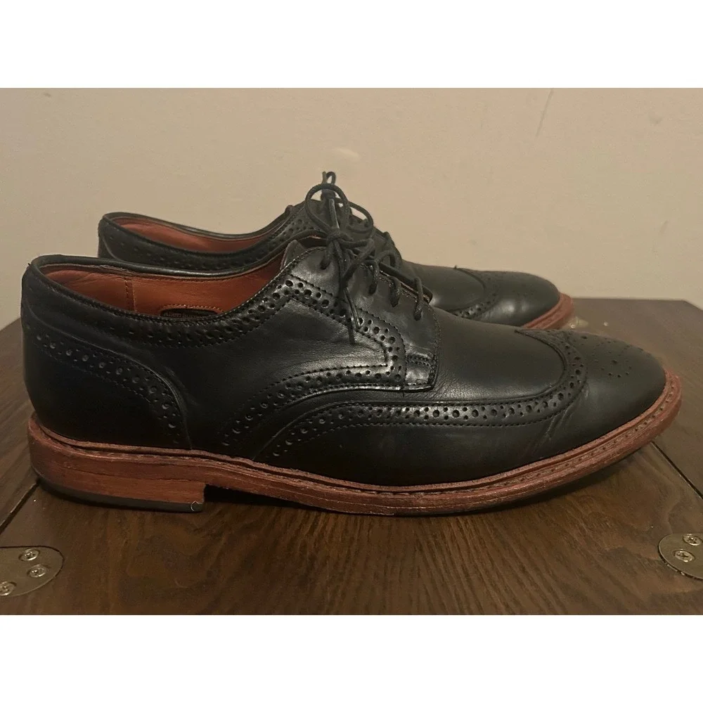 Allen Edmonds Alumnus Men's Black‎ Leather Wingtip Oxford Dress shoes Size 10.5D